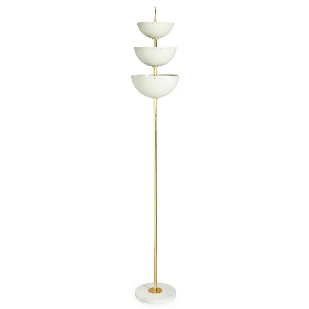 Jonathan Adler Floor Lamp 3 Light Fixture Lisbon Torchiere Marble Base & Brass